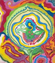 Johannes Waldbrunner, Gesicht im Blätterkranz, 1993, Ölpastell auf Karton, 75 x 66 cm, Stiftung Sammlung Hassbecker, Museum Haus Cajeth