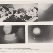 Fünf Fotos einer Umwandlung. Von einer Bergkette zum weißen Punkt.
